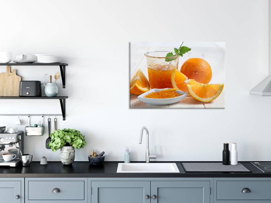 Pixxprint Frische Orangenmarmelade, Glasbild Riesige Rabatte