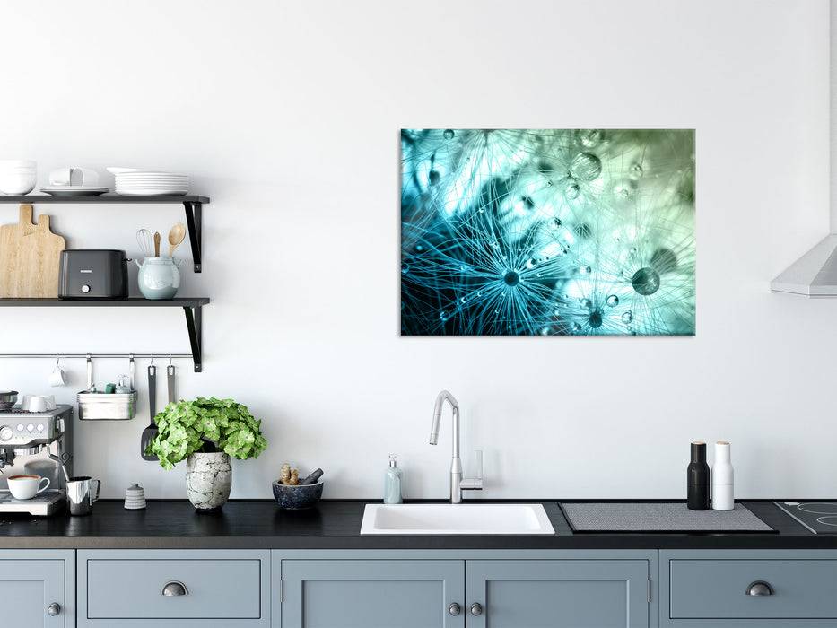 Pixxprint Wassertropfen auf Grashalmen, Glasbild Kostenloser Versand international