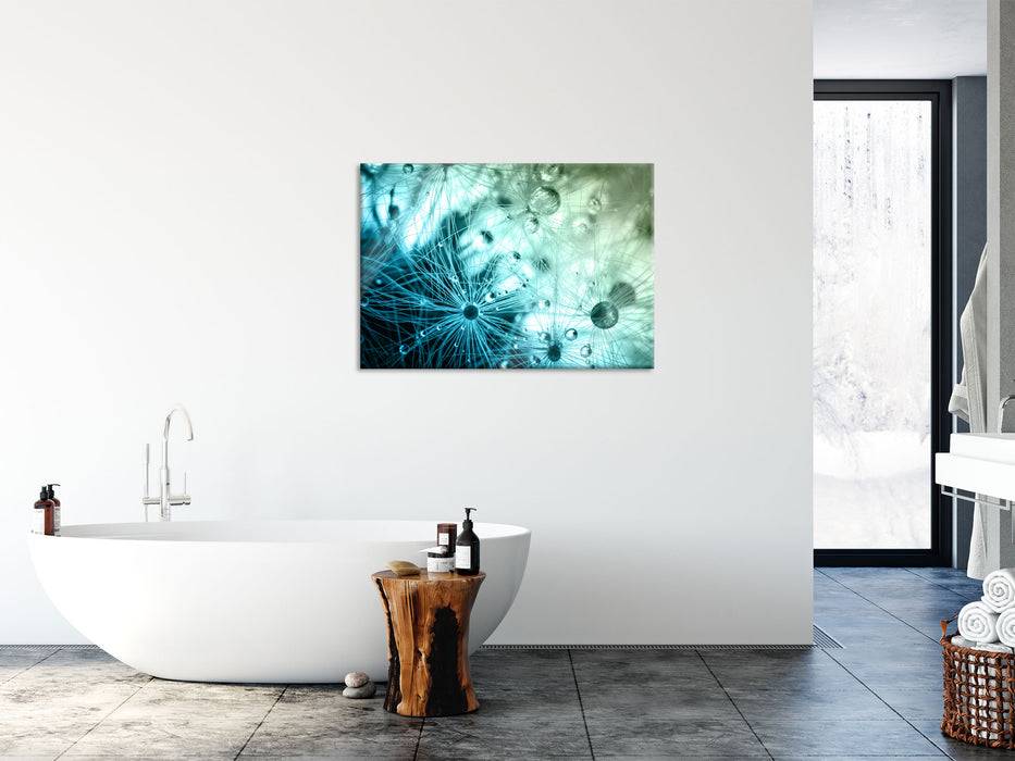 Pixxprint Wassertropfen auf Grashalmen, Glasbild Kostenloser Versand international