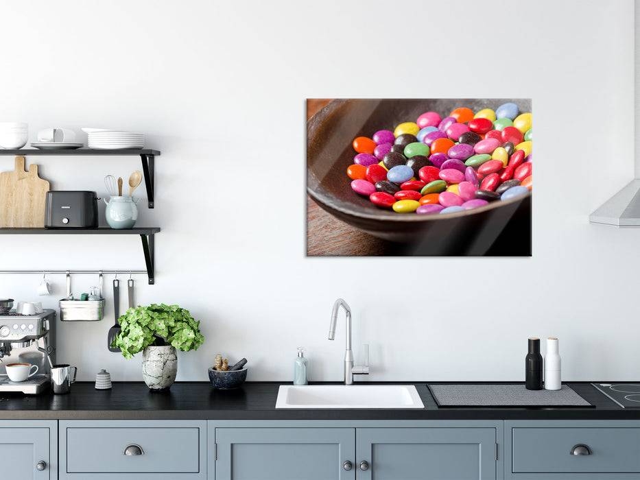 Pixxprint Schokolinsen in Schale, Glasbild 50% Rabatt für begrenzte Zeit