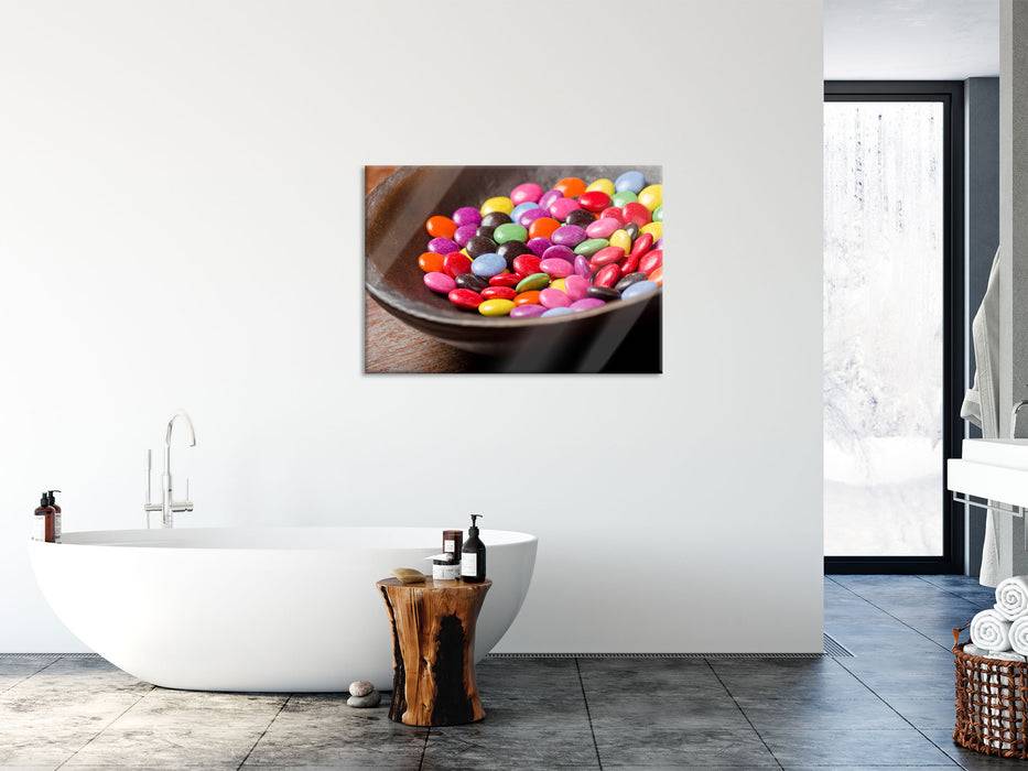 Pixxprint Schokolinsen in Schale, Glasbild 50% Rabatt für begrenzte Zeit