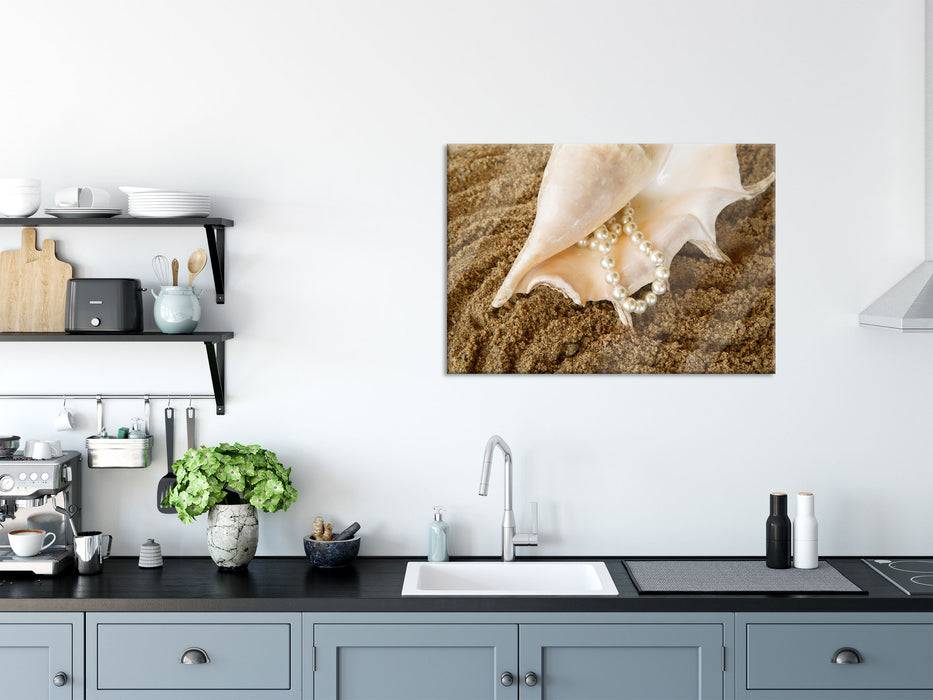 Pixxprint Muschel mit Perlenkette, Glasbild Verkauf