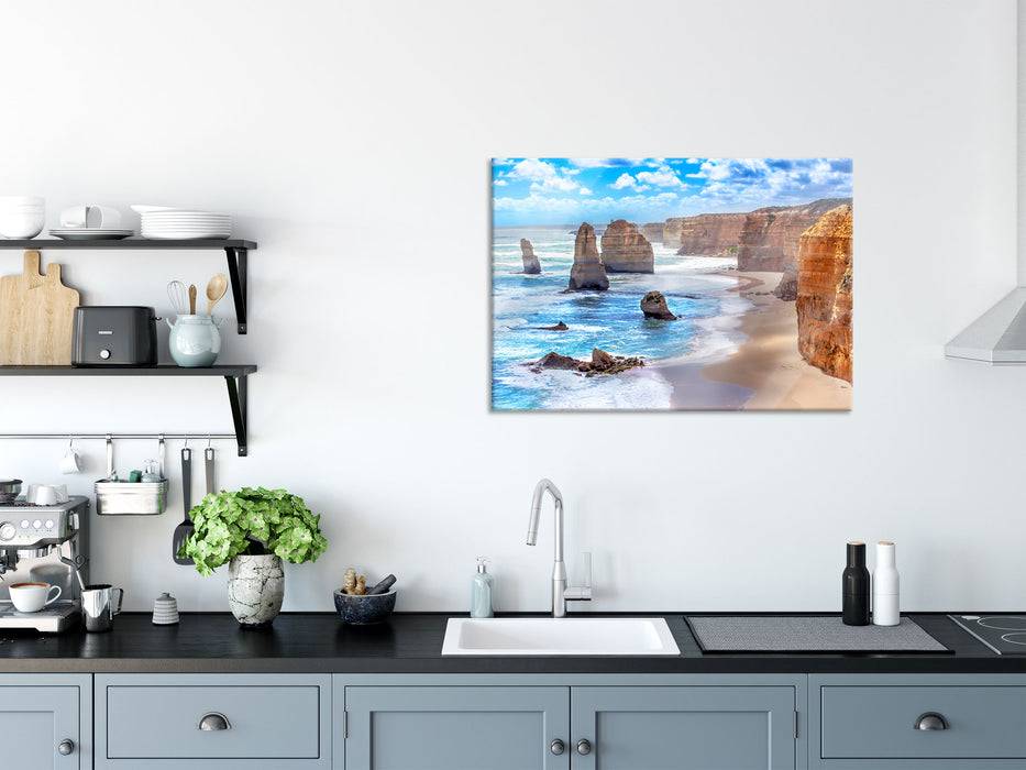 Pixxprint Steile wunderschöne Klippen, Glasbild im Angebot
