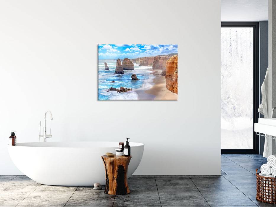 Pixxprint Steile wunderschöne Klippen, Glasbild im Angebot
