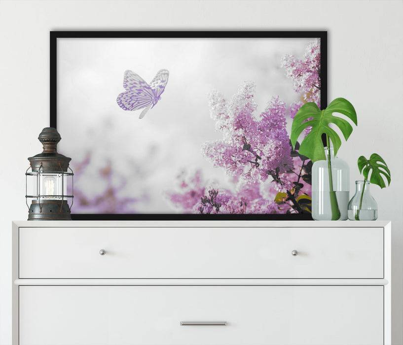 Pixxprint Schmetterling Kirschblüten, Poster mit Bilderrahmen Rabatt