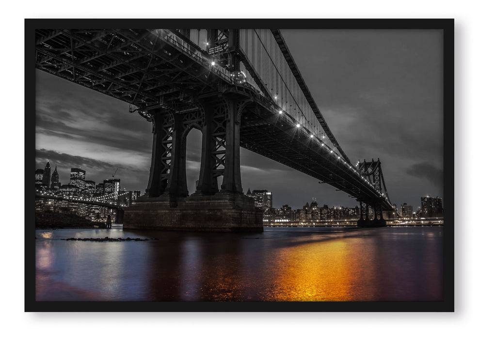Pixxprint Manhatten Brücke New York, Poster mit Bilderrahmen