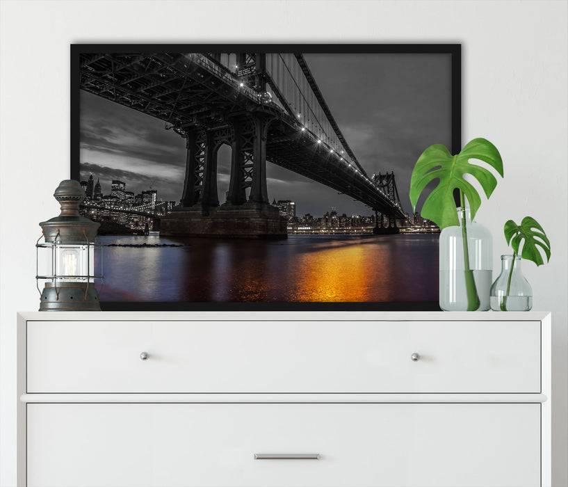Pixxprint Manhatten Brücke New York, Poster mit Bilderrahmen Weihnachtsangebot