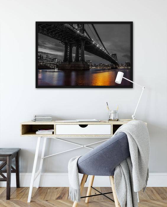 Pixxprint Manhatten Brücke New York, Poster mit Bilderrahmen Weihnachtsangebot