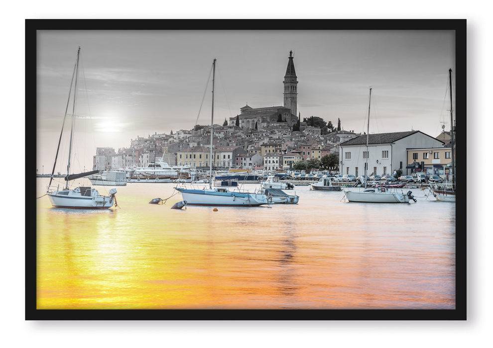 Pixxprint Kroatische Hafenstadt, Poster mit Bilderrahmen
