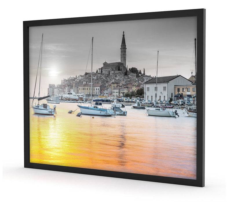 Pixxprint Kroatische Hafenstadt, Poster mit Bilderrahmen Top Angebot