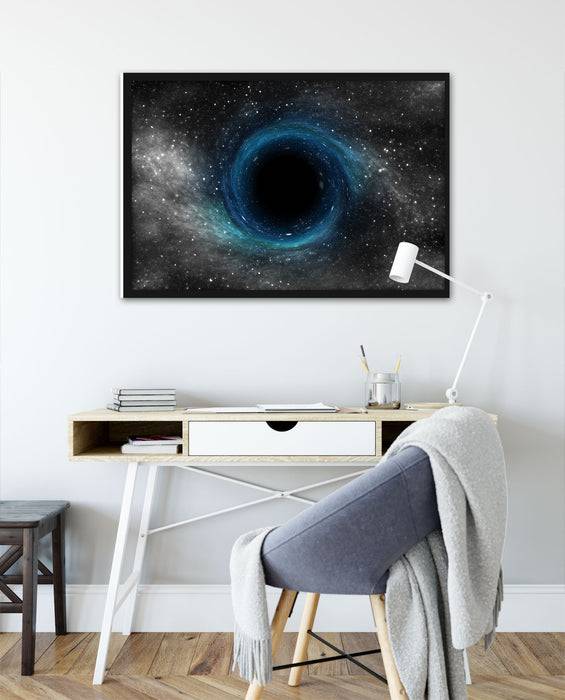 Pixxprint Schwarzes Loch im Weltall, Poster mit Bilderrahmen Räumungsverkauf
