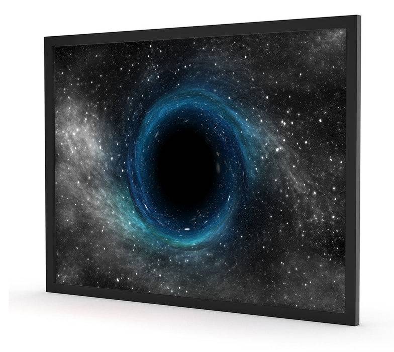 Pixxprint Schwarzes Loch im Weltall, Poster mit Bilderrahmen Räumungsverkauf