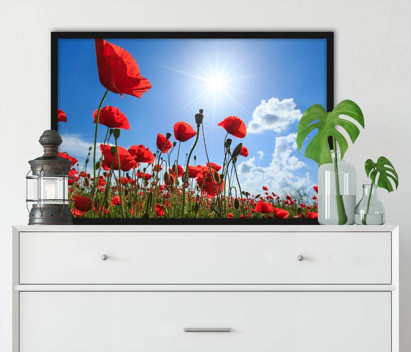 Pixxprint Mohnblumen, Poster mit Bilderrahmen Kostenlose Rückgabe