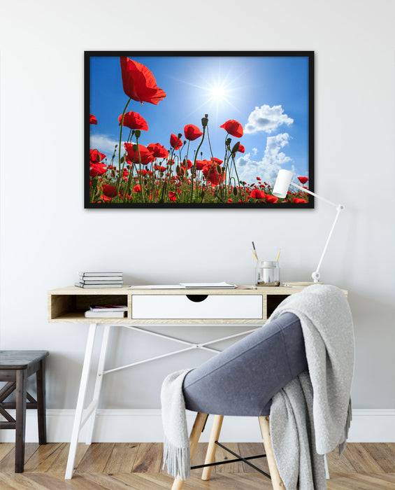 Pixxprint Mohnblumen, Poster mit Bilderrahmen Kostenlose Rückgabe