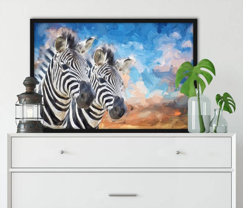 Pixxprint schönes Zebrapaar, Poster mit Bilderrahmen JETZT KAUFEN