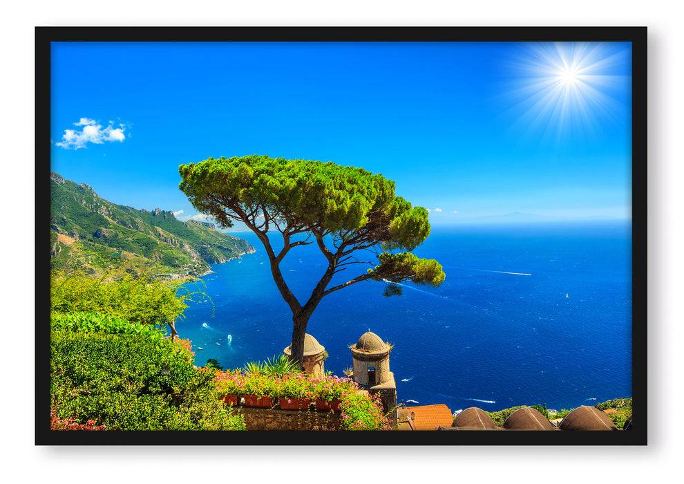 Pixxprint baum am blauen meer, Poster mit Bilderrahmen Letzte 2 Tage