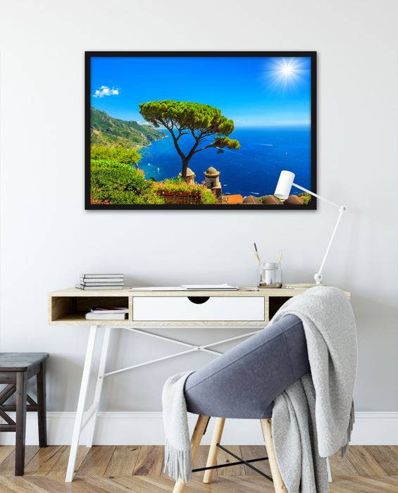 Pixxprint baum am blauen meer, Poster mit Bilderrahmen Letzte 2 Tage