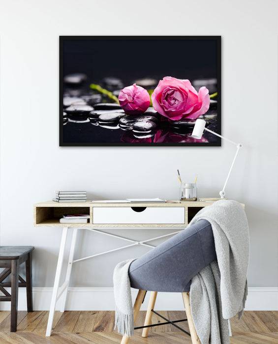 Pixxprint Rosa Rosenblüte Hintergrund, Poster mit Bilderrahmen Zeitbegrenzte Promotion