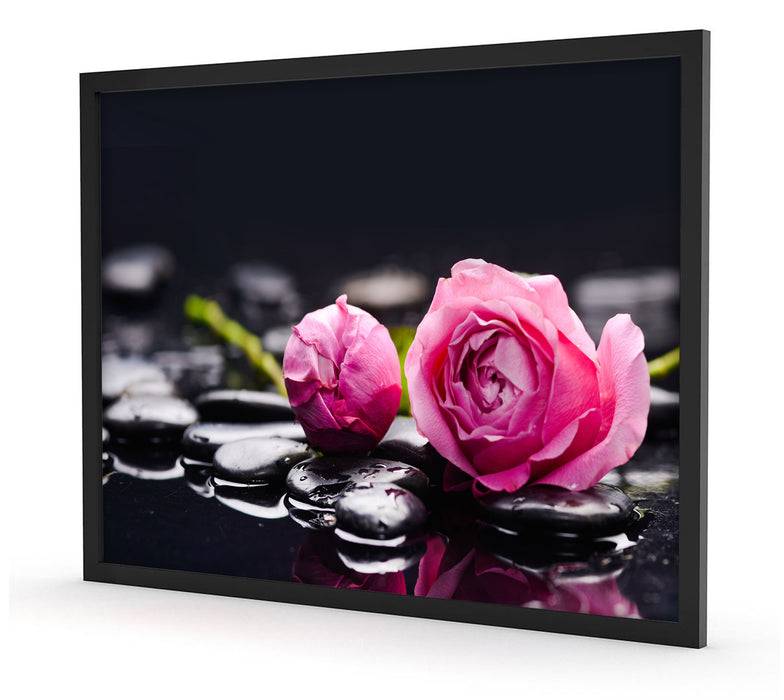 Pixxprint Rosa Rosenblüte Hintergrund, Poster mit Bilderrahmen Zeitbegrenzte Promotion