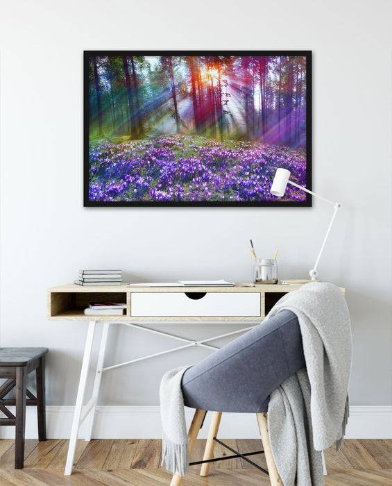Pixxprint Krokusse im Wald, Poster mit Bilderrahmen Discount Store für neue Produkte