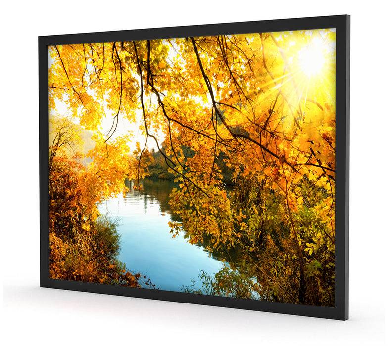 Pixxprint Landschaft mit See und Bäumen, Poster mit Bilderrahmen Super Rabatt