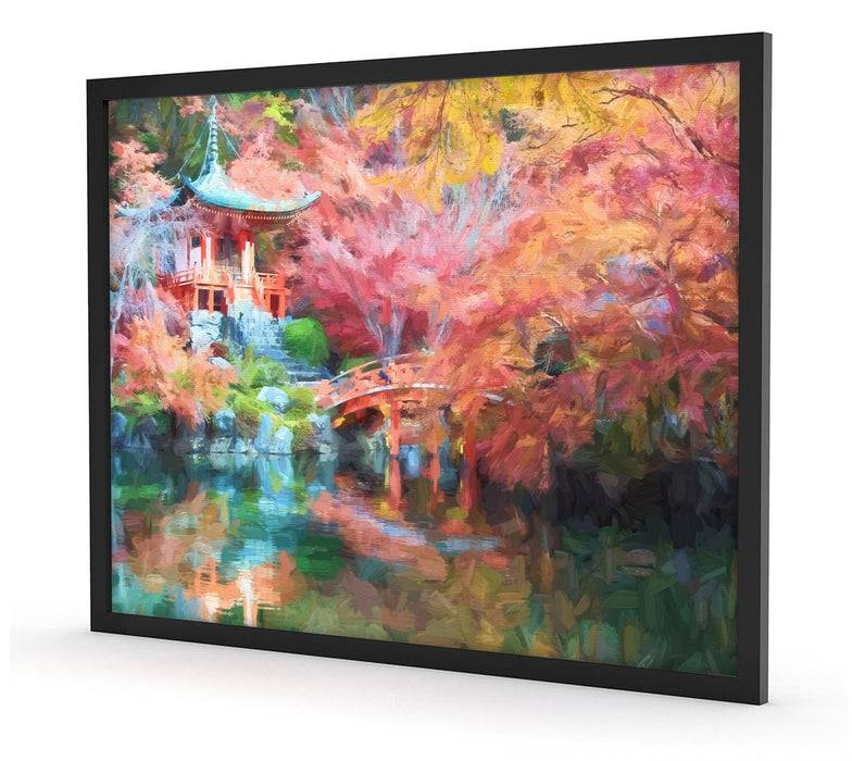 Pixxprint Kloster in Japan, Poster mit Bilderrahmen Kostenloser Versand international