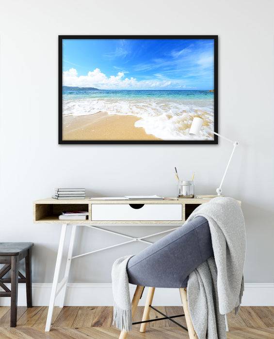 Pixxprint Strand bei Sonnenuntergang, Poster mit Bilderrahmen Fabrikladen