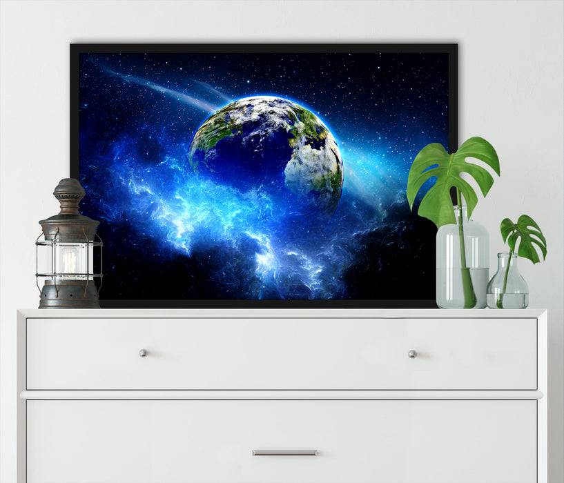 Pixxprint Planet Erde, Poster mit Bilderrahmen Black Friday Preise