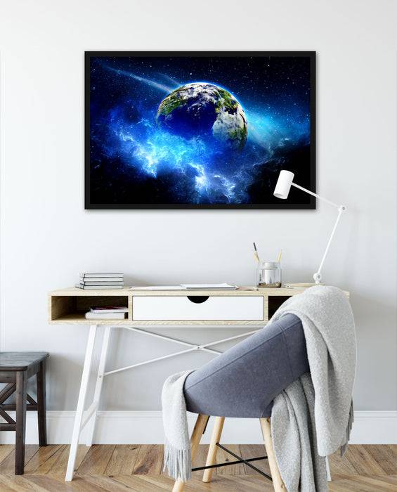 Pixxprint Planet Erde, Poster mit Bilderrahmen Black Friday Preise
