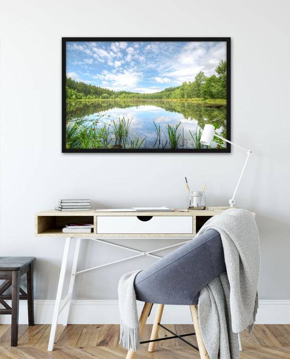 Pixxprint Waldsee Nachmittagstraum, Poster mit Bilderrahmen Rabatte dieses Monats