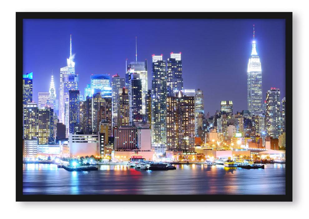 Pixxprint New York Skyline Brücke, Poster mit Bilderrahmen