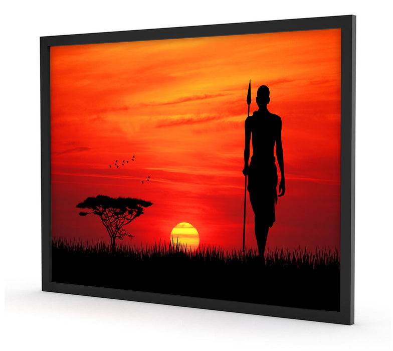 Pixxprint Roter Sonnenuntergang in Afrika, Poster mit Bilderrahmen Online
