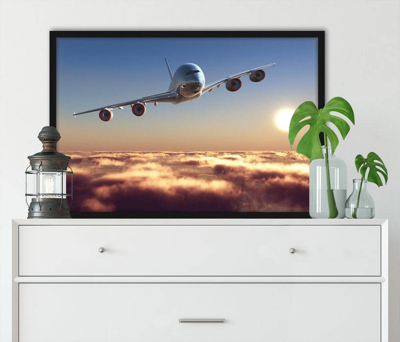 Pixxprint Flugzeug, Poster mit Bilderrahmen im Angebot