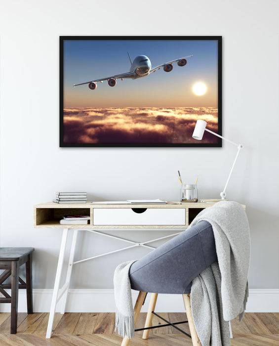 Pixxprint Flugzeug, Poster mit Bilderrahmen im Angebot