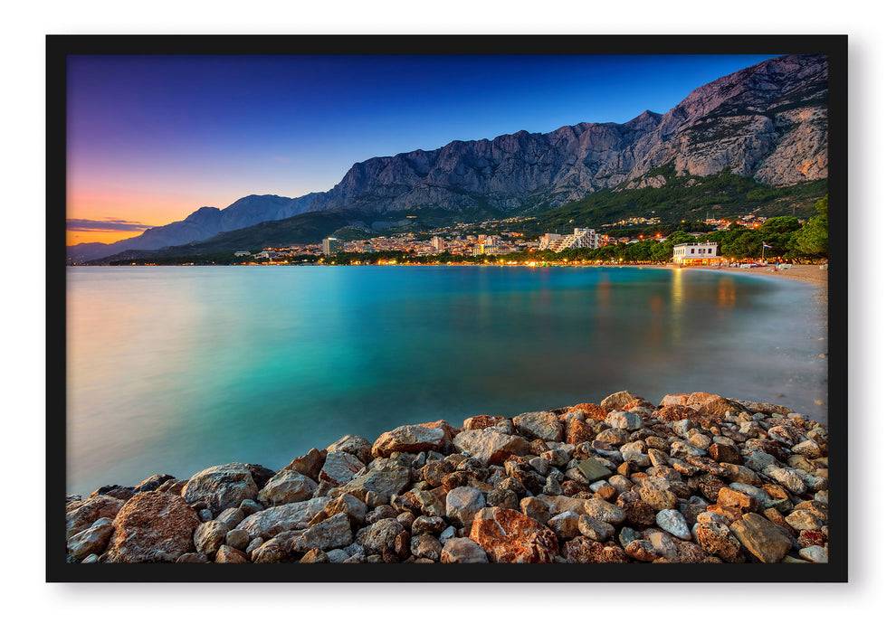 Pixxprint Meer an Traumstadt, Poster mit Bilderrahmen Günstiger Verkauf