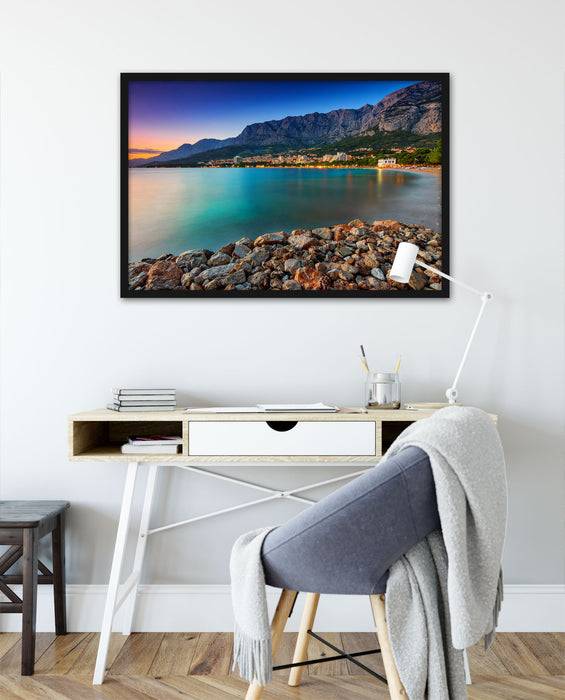 Pixxprint Meer an Traumstadt, Poster mit Bilderrahmen Günstiger Verkauf