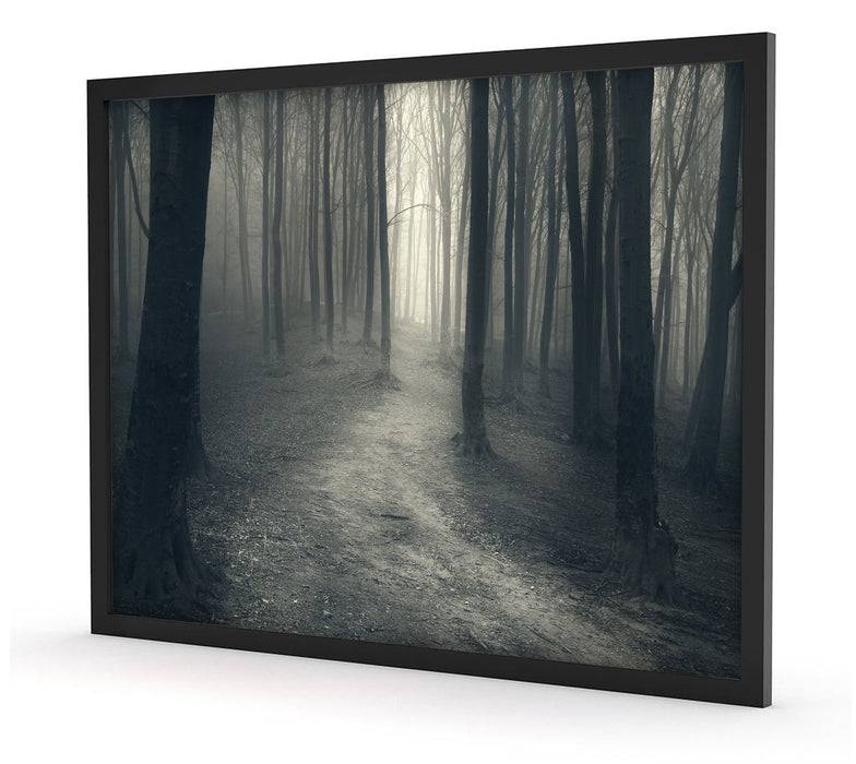 Pixxprint Düstere Landschaft schwarz weiß, Poster mit Bilderrahmen Limitierter Zeitrabatt