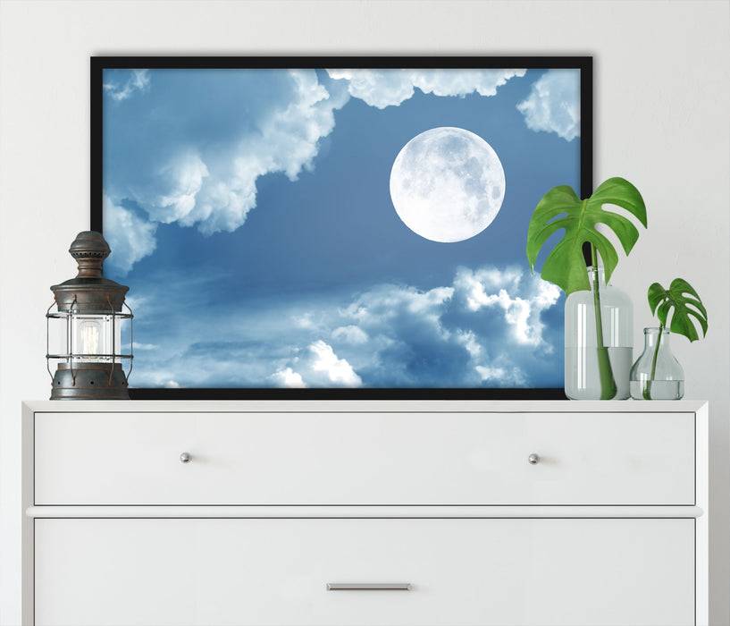 Pixxprint Vollmond, Poster mit Bilderrahmen Fabrikpreis