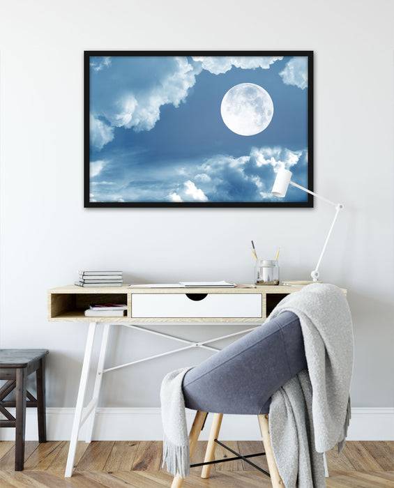 Pixxprint Vollmond, Poster mit Bilderrahmen Fabrikpreis