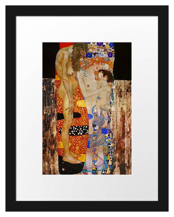 Pixxprint Gustav Klimt - Die drei Lebensalter einer Frau , im Galerie-Passepartout Bilderrahmen