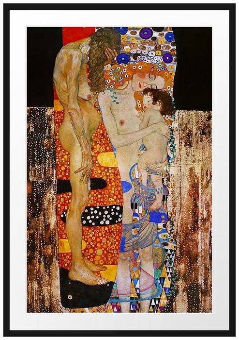 Pixxprint Gustav Klimt - Die drei Lebensalter einer Frau , im Galerie-Passepartout Bilderrahmen Sonderangebot