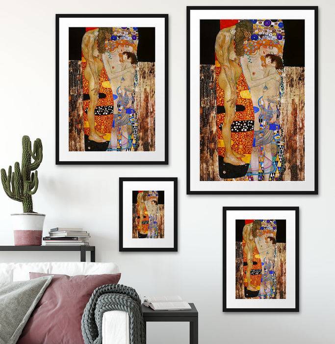 Pixxprint Gustav Klimt - Die drei Lebensalter einer Frau , im Galerie-Passepartout Bilderrahmen Sonderangebot