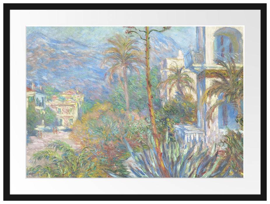 Pixxprint Claude Monet - Villen in Bordighera Impressionismu, im Galerie-Passepartout Bilderrahmen Günstig kaufen
