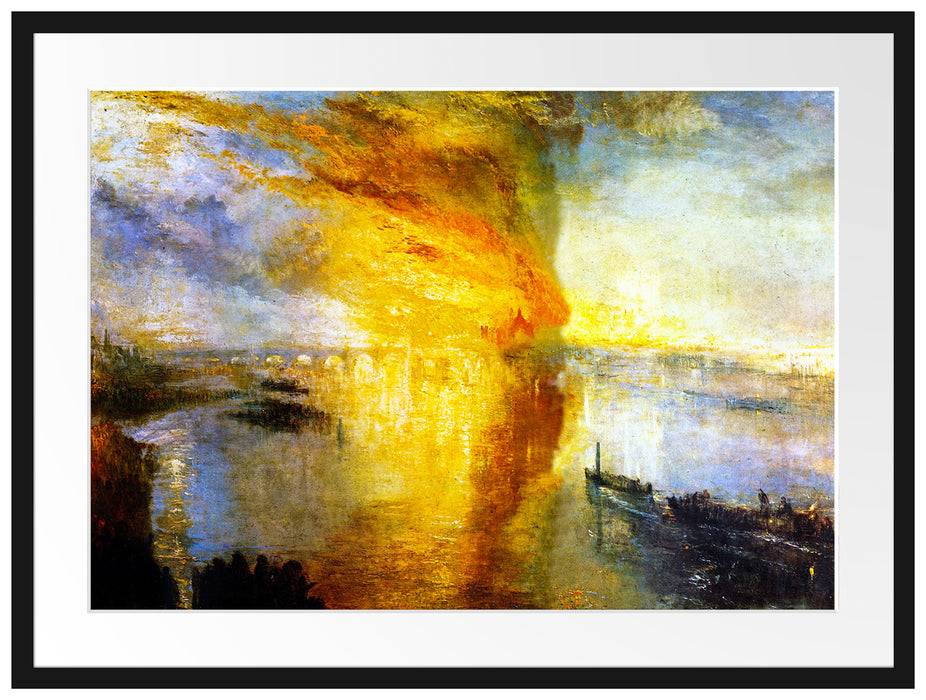 Pixxprint William Turner - The fire at the Parliament building, im Galerie-Passepartout Bilderrahmen Begrenztes Angebot