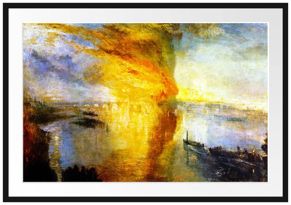 Pixxprint William Turner - The fire at the Parliament building, im Galerie-Passepartout Bilderrahmen Begrenztes Angebot