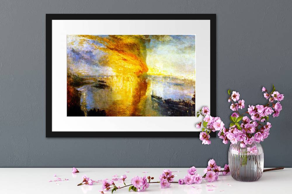 Pixxprint William Turner - The fire at the Parliament building, im Galerie-Passepartout Bilderrahmen Begrenztes Angebot