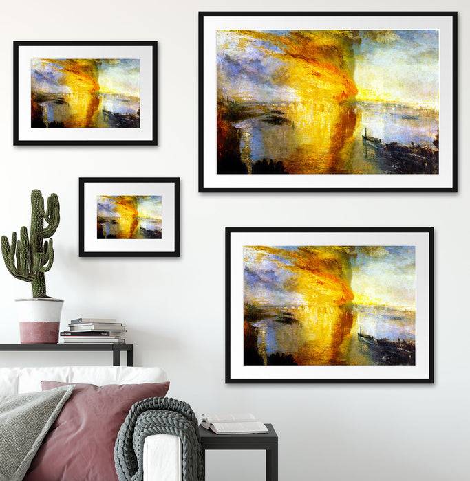 Pixxprint William Turner - The fire at the Parliament building, im Galerie-Passepartout Bilderrahmen Begrenztes Angebot