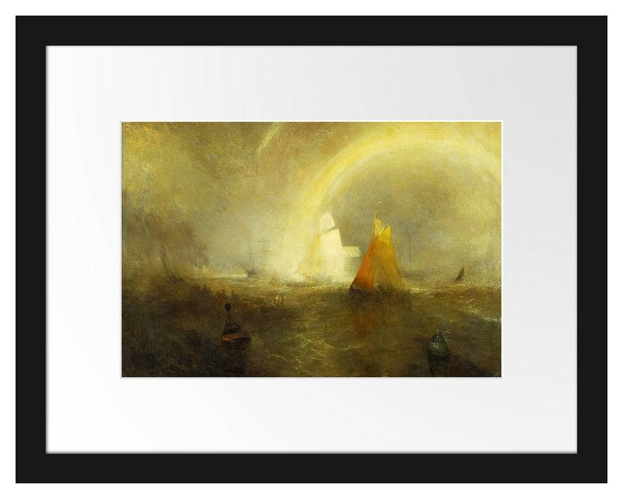 Pixxprint William Turner - The Wreck Buoy, im Galerie-Passepartout Bilderrahmen