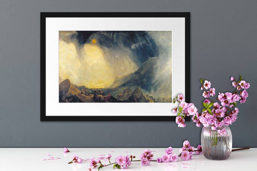 Pixxprint William Turner - Snow Storm Hannibal and his Army Cross, im Galerie-Passepartout Bilderrahmen Preisnachlass