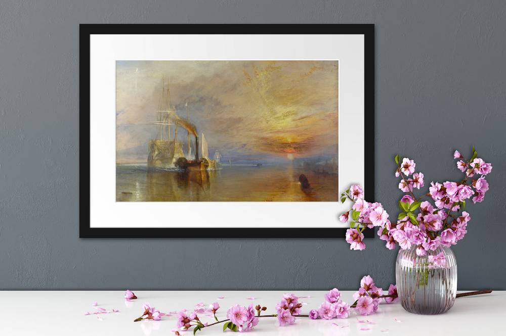 Pixxprint William Turner - The Fighting Temeraire, im Galerie-Passepartout Bilderrahmen Black Friday